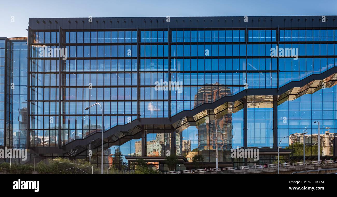 Detail of Modern Building Exterior, Seattle Convention Center Summit Building Washington USA. Downtown Seattle, Office Building Exterior-August 8,2023 Stock Photo
