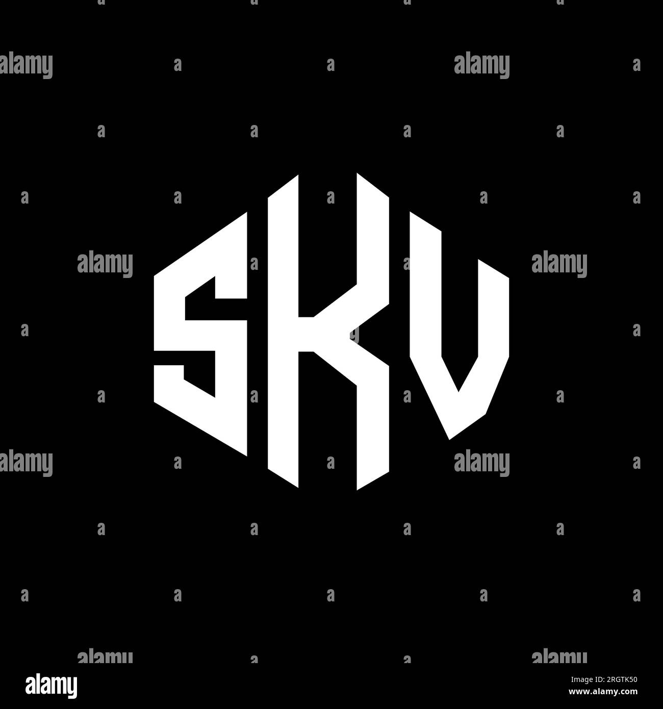 SKV letter logo design with polygon shape. SKV polygon and cube shape logo design. SKV hexagon