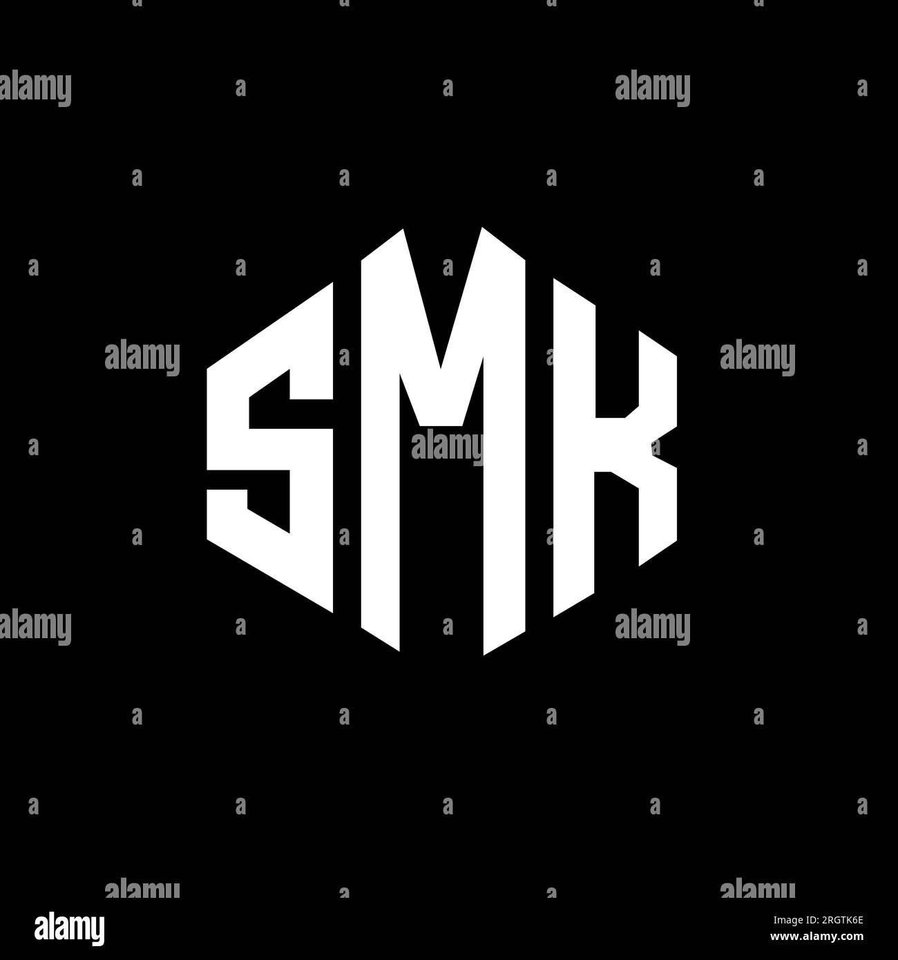 SMK letter logo design with polygon shape. SMK polygon and cube shape logo design. SMK hexagon vector logo template white and black colors. SMK monogr Stock Vector