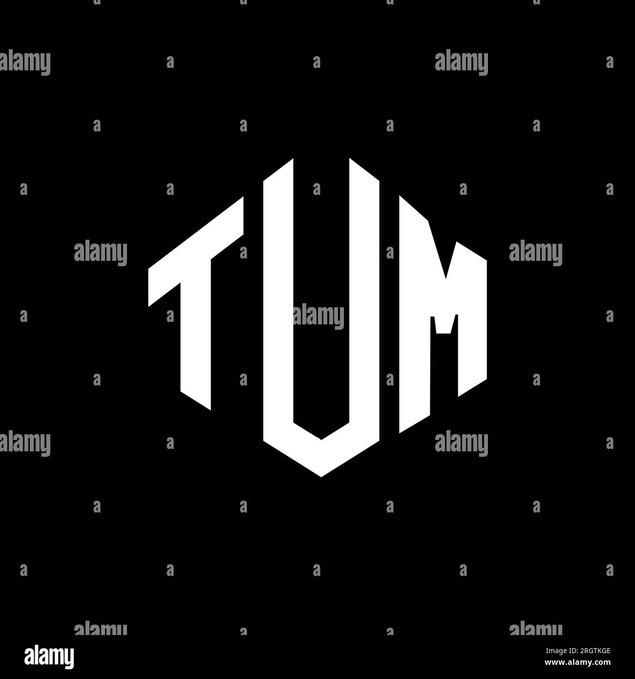 TUM letter logo design with polygon shape. TUM polygon and cube shape logo design. TUM hexagon vector logo template white and black colors. TUM monogr Stock Vector