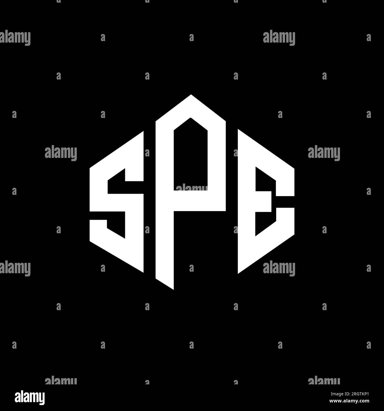 SPE letter logo design with polygon shape. SPE polygon and cube shape logo design. SPE hexagon vector logo template white and black colors. SPE monogr Stock Vector