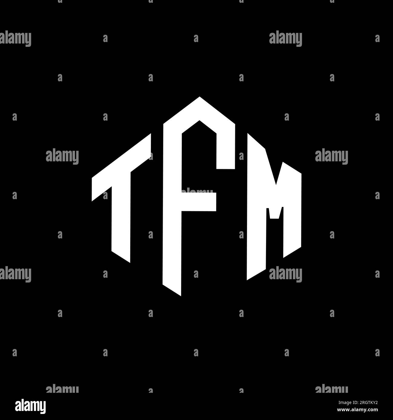TFM letter logo design with polygon shape. TFM polygon and cube shape logo design. TFM hexagon vector logo template white and black colors. TFM monogr Stock Vector