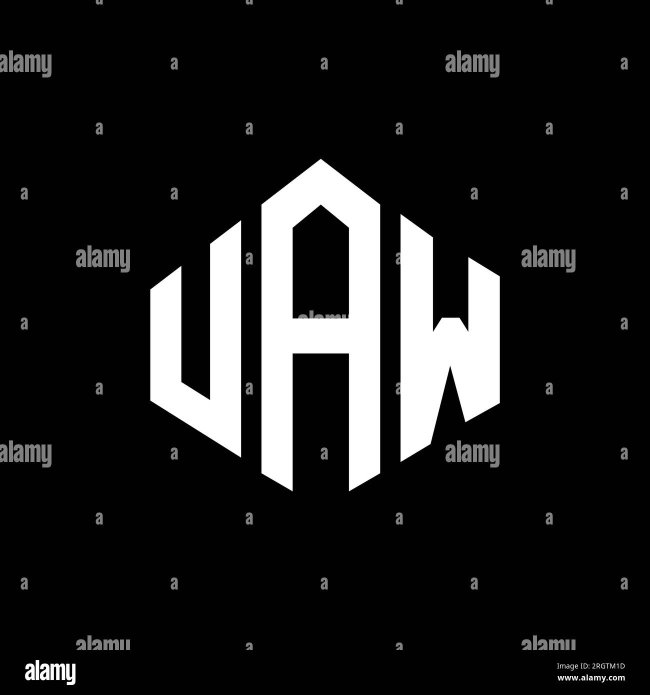 UAW letter logo design with polygon shape. UAW polygon and cube shape
