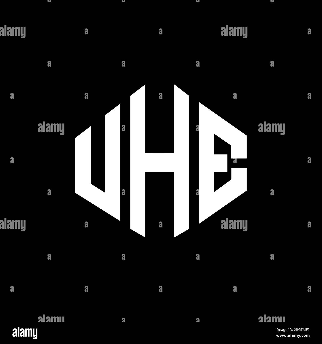 UHE letter logo design with polygon shape. UHE polygon and cube shape ...