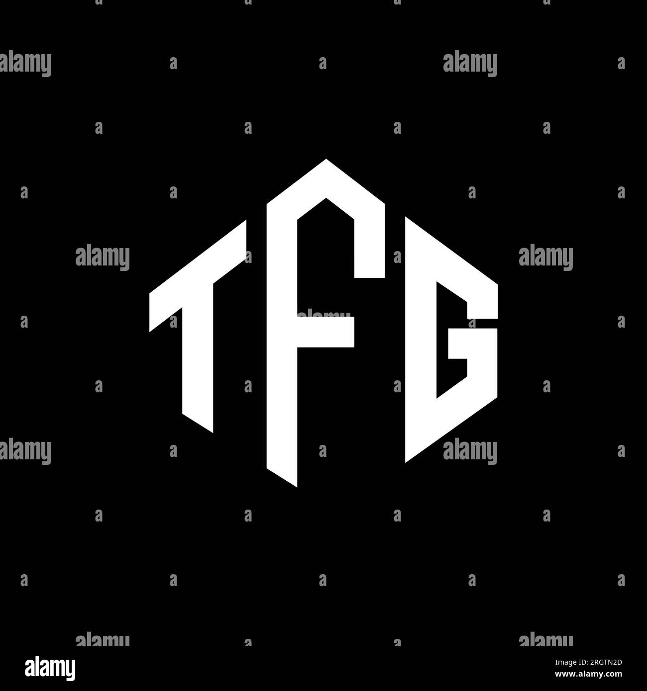 TFG letter logo design with polygon shape. TFG polygon and cube shape logo design. TFG hexagon vector logo template white and black colors. TFG monogr Stock Vector