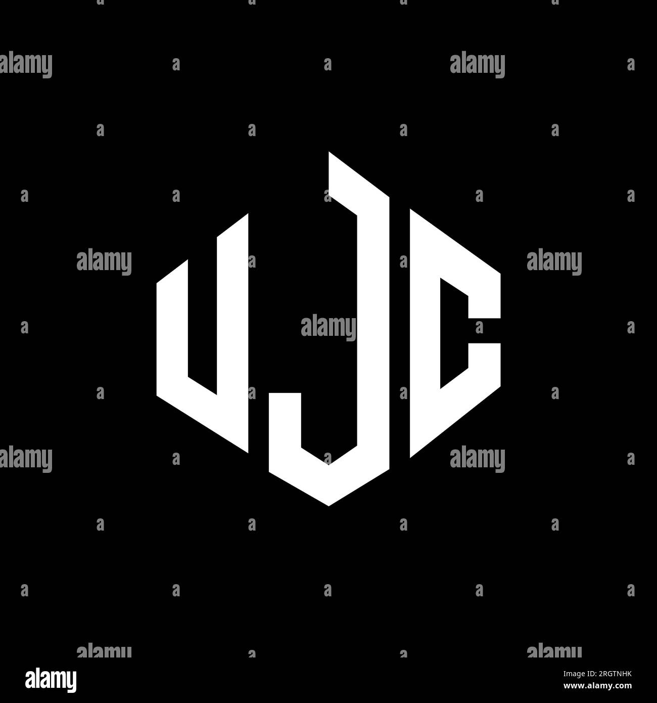 UJC letter logo design with polygon shape. UJC polygon and cube shape logo design. UJC hexagon vector logo template white and black colors. UJC monogr Stock Vector