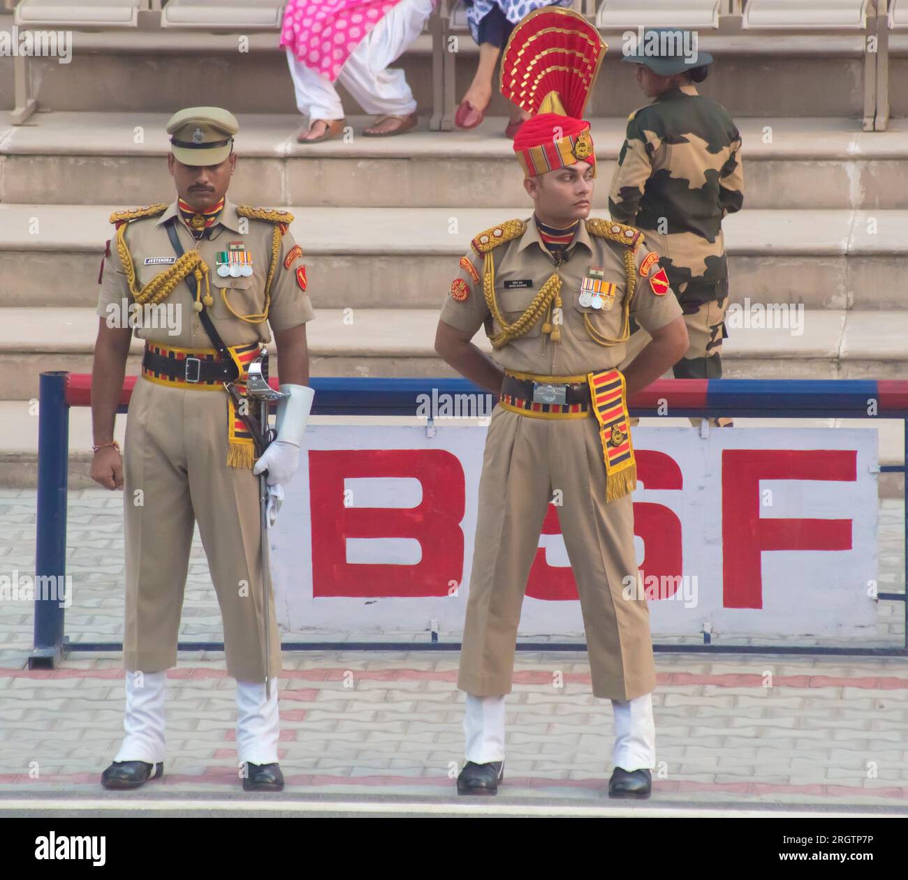 Indian soldiers at border at Waga, Rajasthan, India Stock Photo