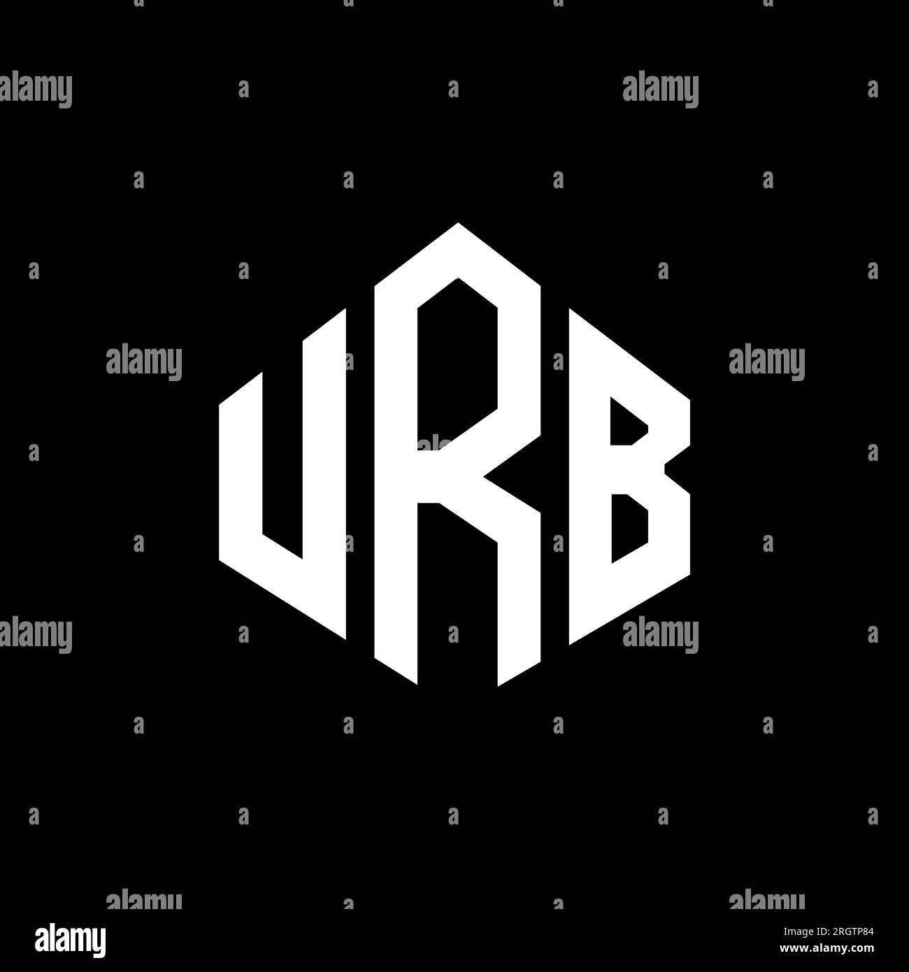 URB letter logo design with polygon shape. URB polygon and cube shape logo design. URB hexagon vector logo template white and black colors. URB monogr Stock Vector