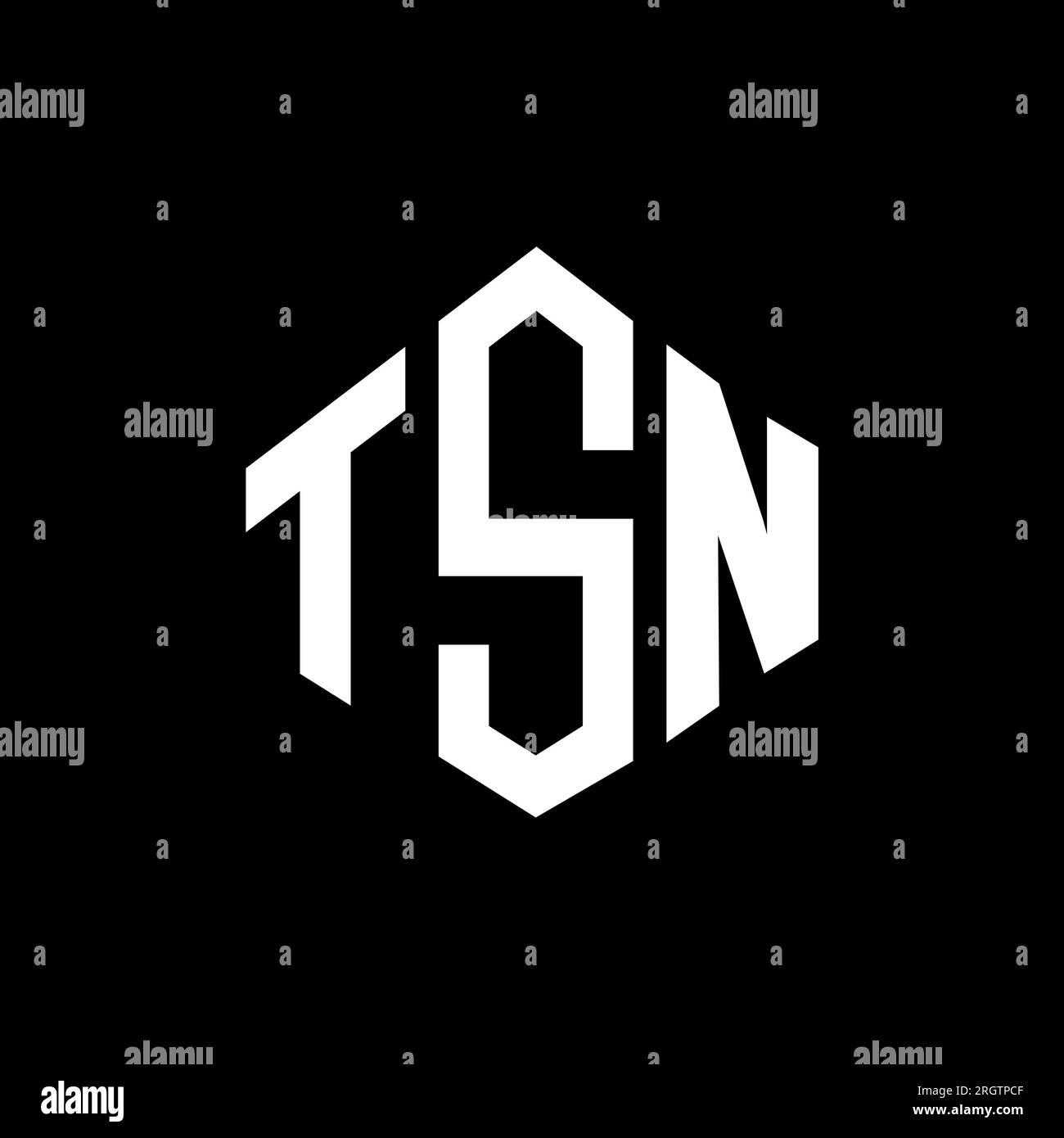 TSN letter logo design with polygon shape. TSN polygon and cube shape logo design. TSN hexagon vector logo template white and black colors. TSN monogr Stock Vector