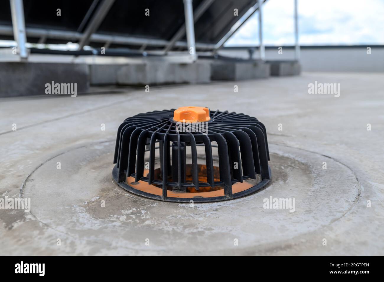 Roof drain with vents on the surface of a flat roof Stock Photo Alamy