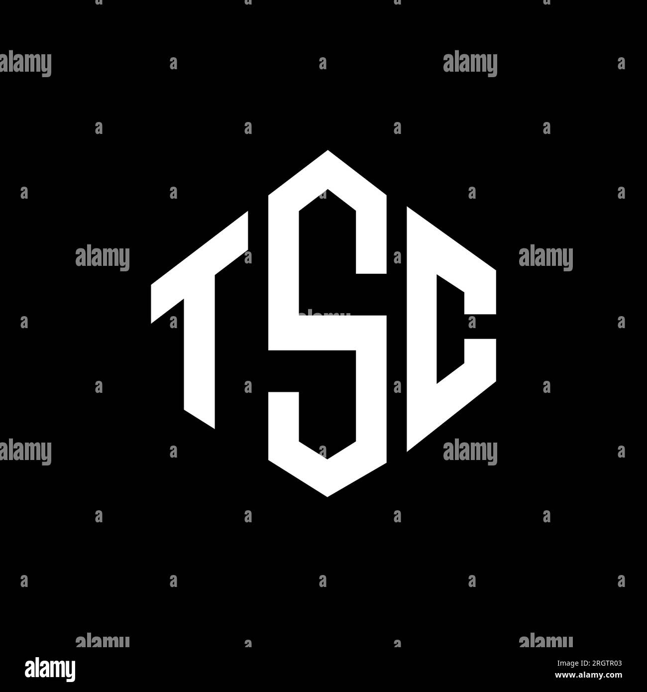 TSC letter logo design with polygon shape. TSC polygon and cube shape logo design. TSC hexagon vector logo template white and black colors. TSC monogr Stock Vector