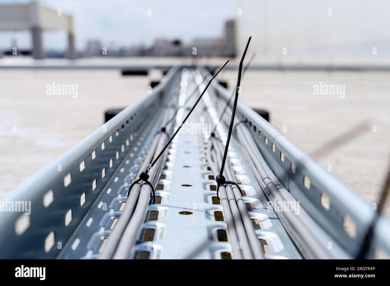 Cable tray for laying and protecting cables and wires Stock Photo Alamy