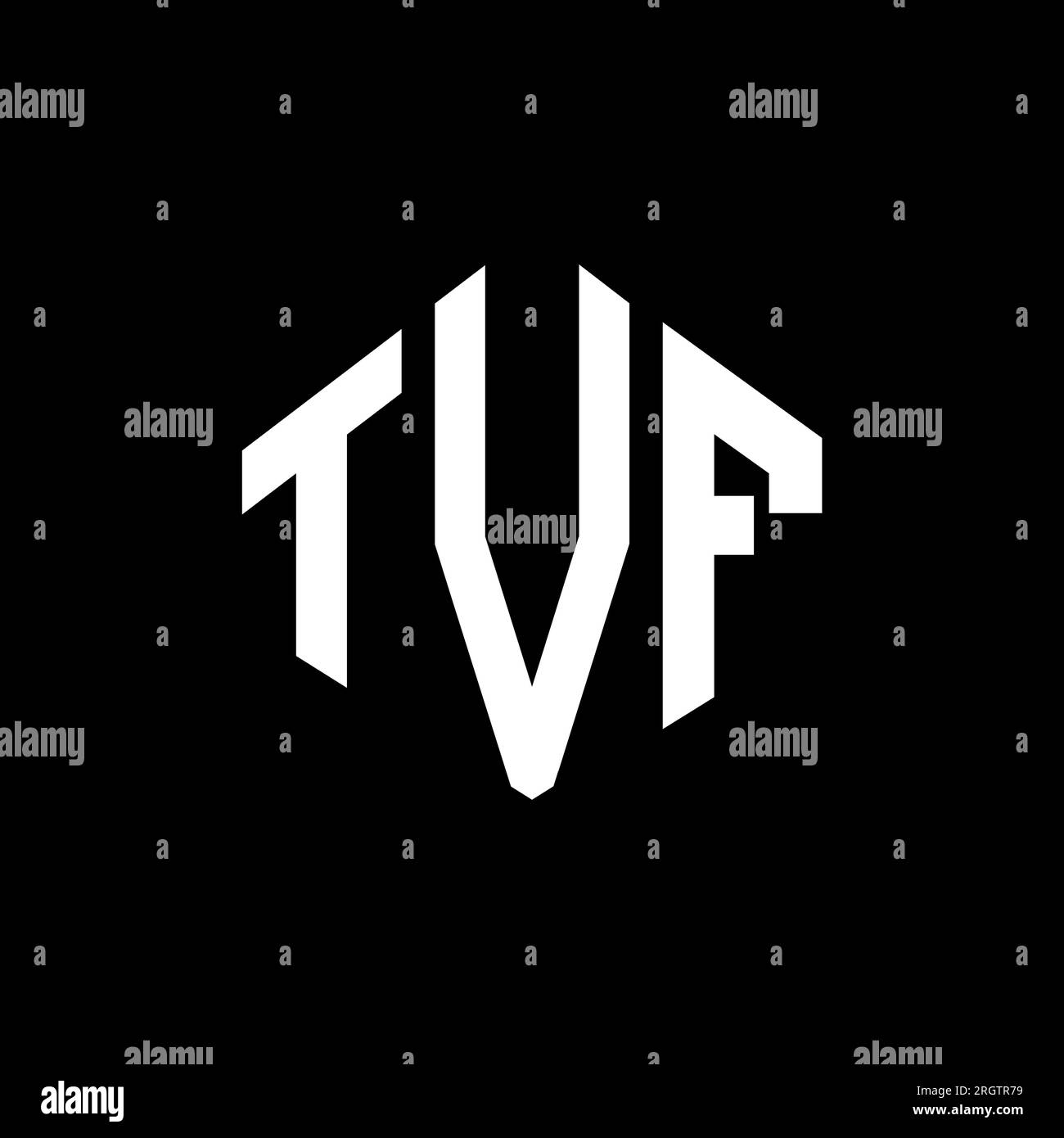 TVF letter logo design with polygon shape. TVF polygon and cube shape logo design. TVF hexagon vector logo template white and black colors. TVF monogr Stock Vector