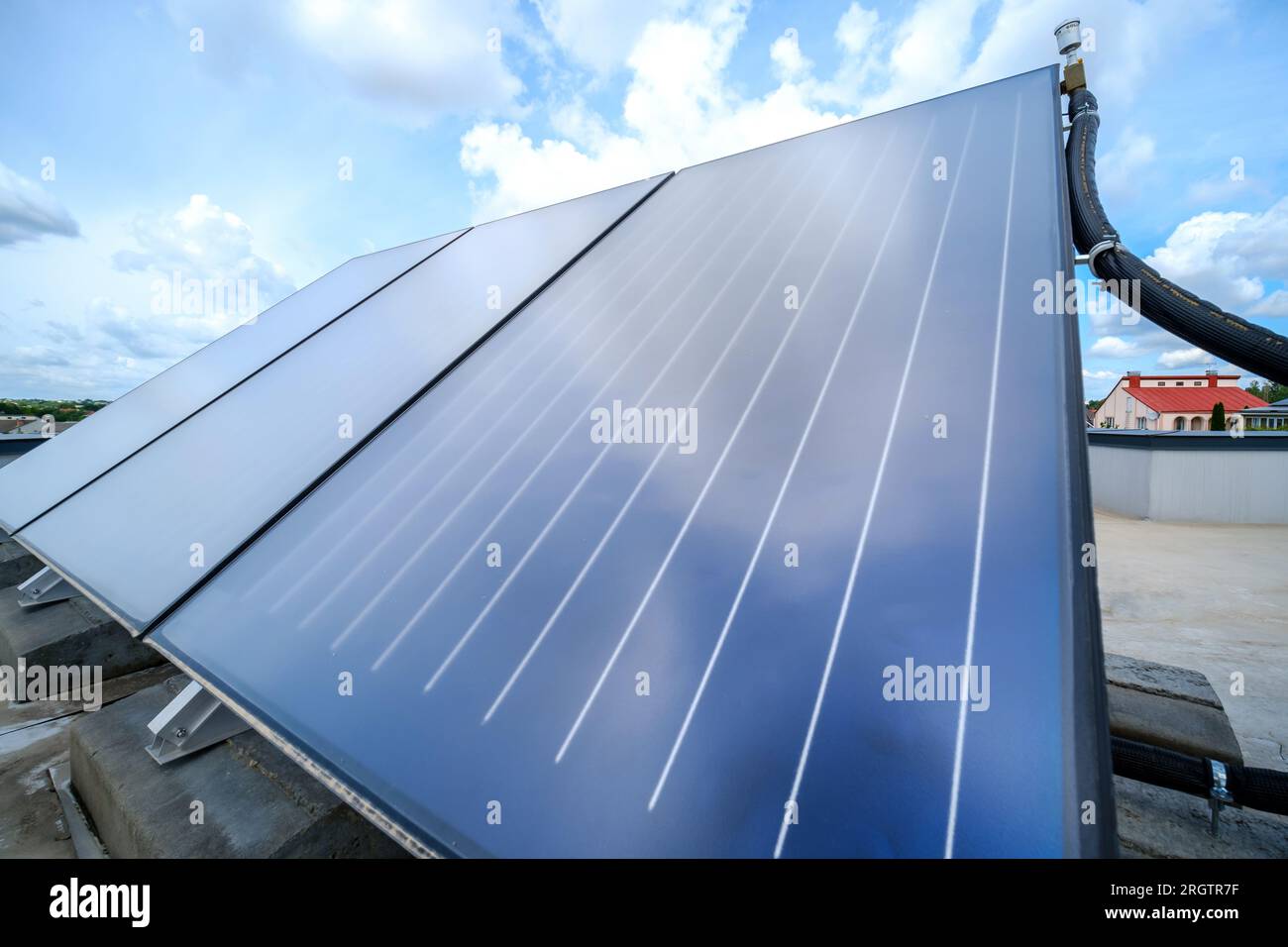 Heat pump and solar collector on the roof Stock Photo - Alamy