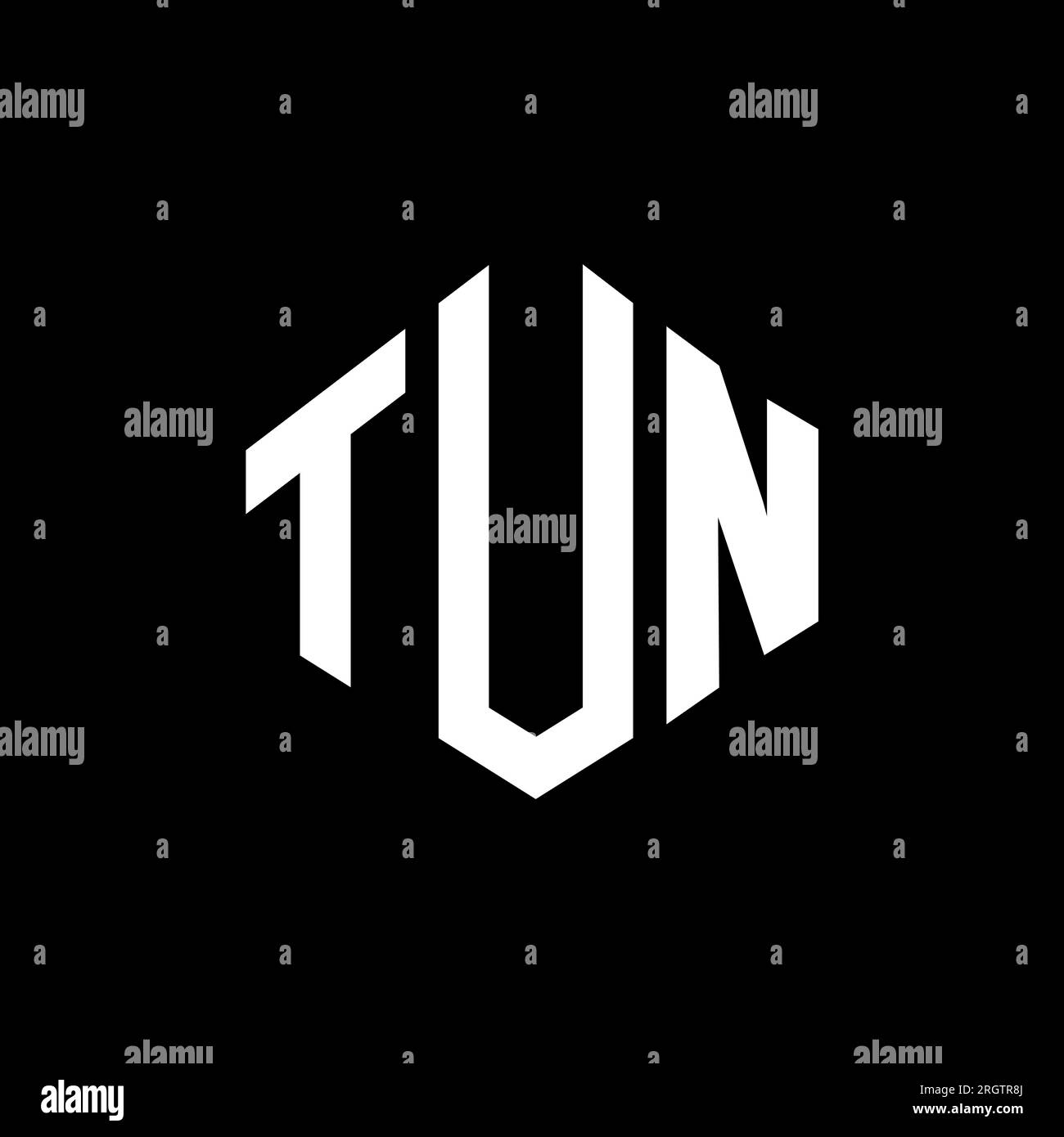 TUN letter logo design with polygon shape. TUN polygon and cube shape logo design. TUN hexagon vector logo template white and black colors. TUN monogr Stock Vector