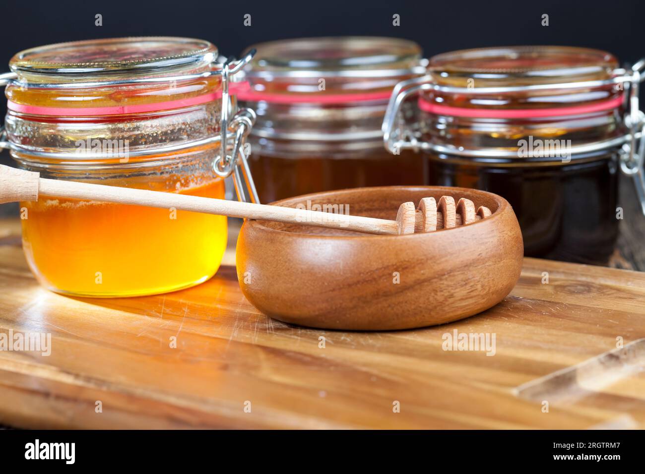 thick and sweet honey of different varieties and flavors, natural bee