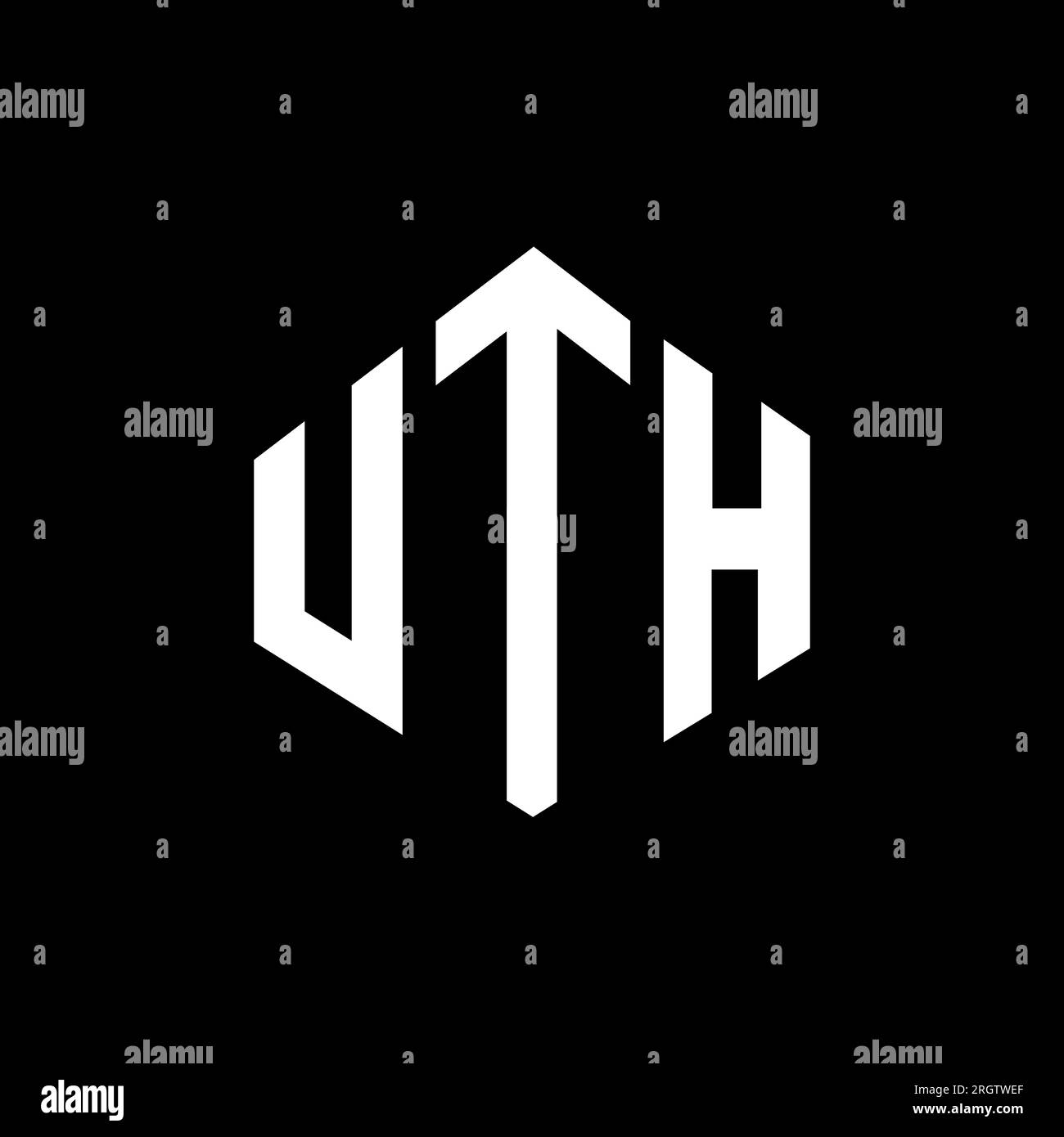 UTH letter logo design with polygon shape. UTH polygon and cube shape logo design. UTH hexagon vector logo template white and black colors. UTH monogr Stock Vector