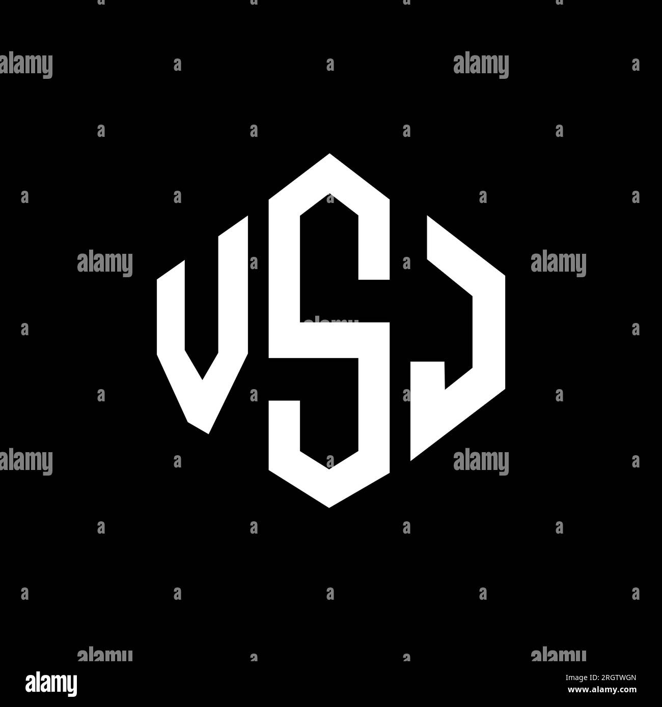 VSJ letter logo design with polygon shape. VSJ polygon and cube shape logo design. VSJ hexagon vector logo template white and black colors. VSJ monogr Stock Vector