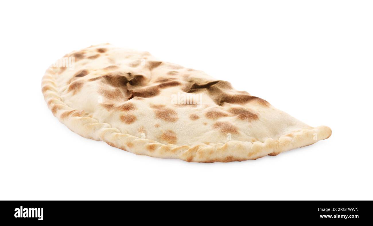 One delicious stuffed calzone on white background Stock Photo - Alamy