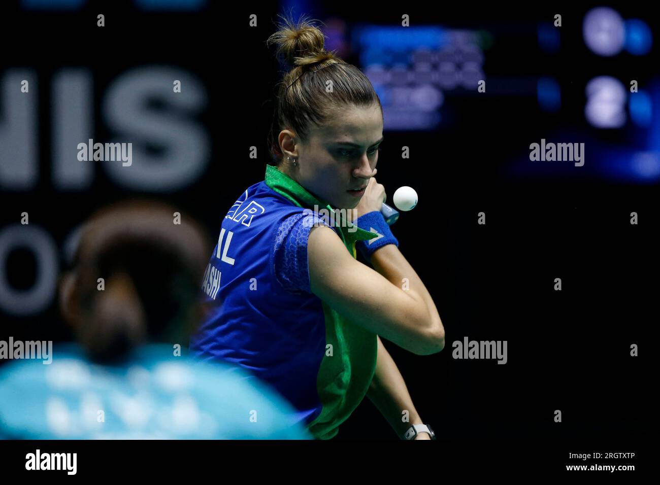 Rio De Janeiro, Brazil. 11th Aug, 2023. Arena Carioca 1 Bruna Takahashi (BRA) faces LI Yu-Jhun (CHN) during the round of 16 of women's singles, of the Table Tennis World Cup (WTT Contender), at Arena Carioca 1, this Friday, 11. 30761 (Satiro Sodré/SPP) Credit: SPP Sport Press Photo. /Alamy Live News Stock Photo