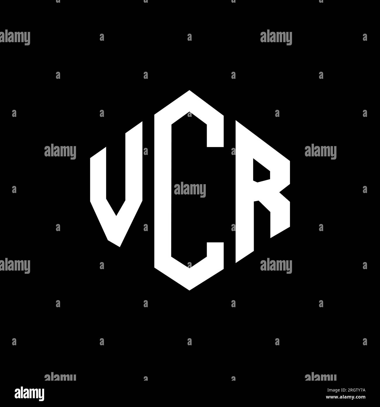 VCR letter logo design with polygon shape. VCR polygon and cube shape logo design. VCR hexagon