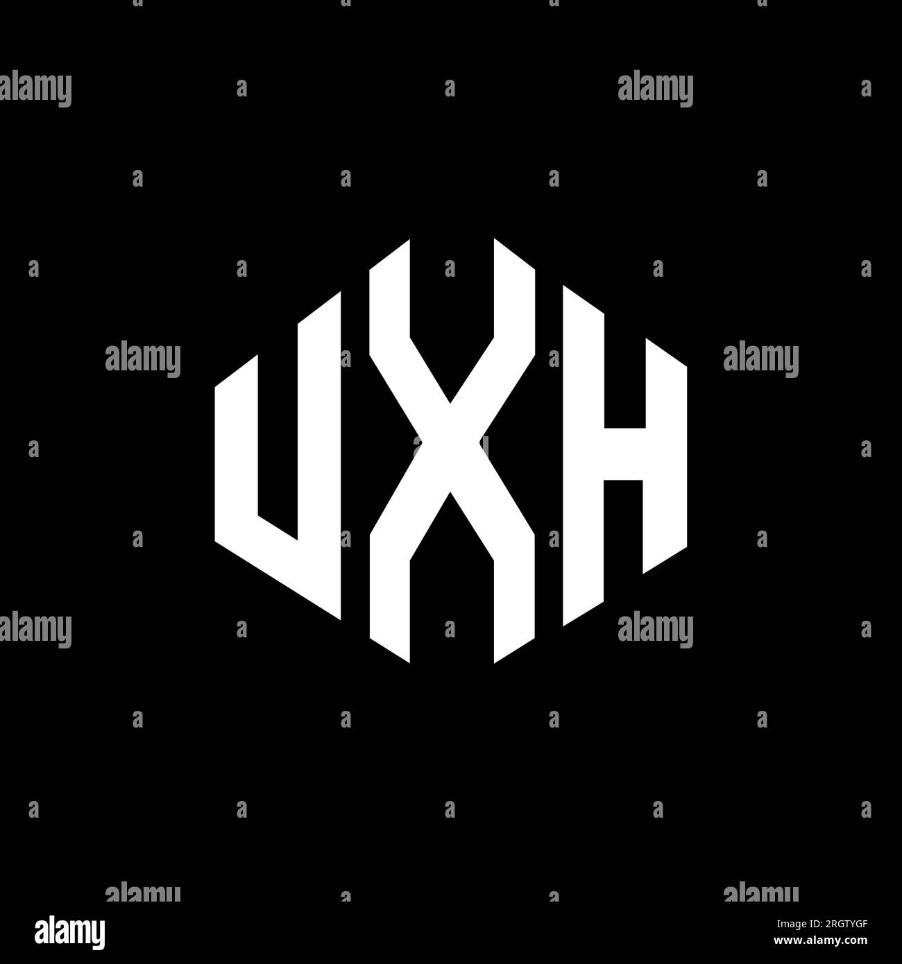 UXH letter logo design with polygon shape. UXH polygon and cube shape ...