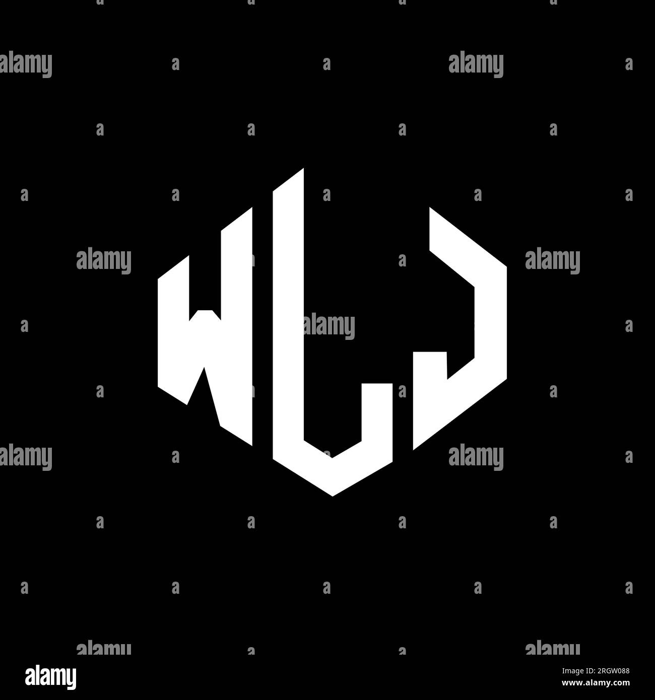 WLJ letter logo design with polygon shape. WLJ polygon and cube shape logo design. WLJ hexagon vector logo template white and black colors. WLJ monogr Stock Vector