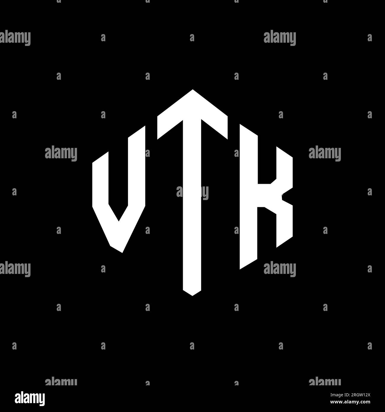 VTK letter logo design with polygon shape. VTK polygon and cube shape logo design. VTK hexagon vector logo template white and black colors. VTK monogr Stock Vector