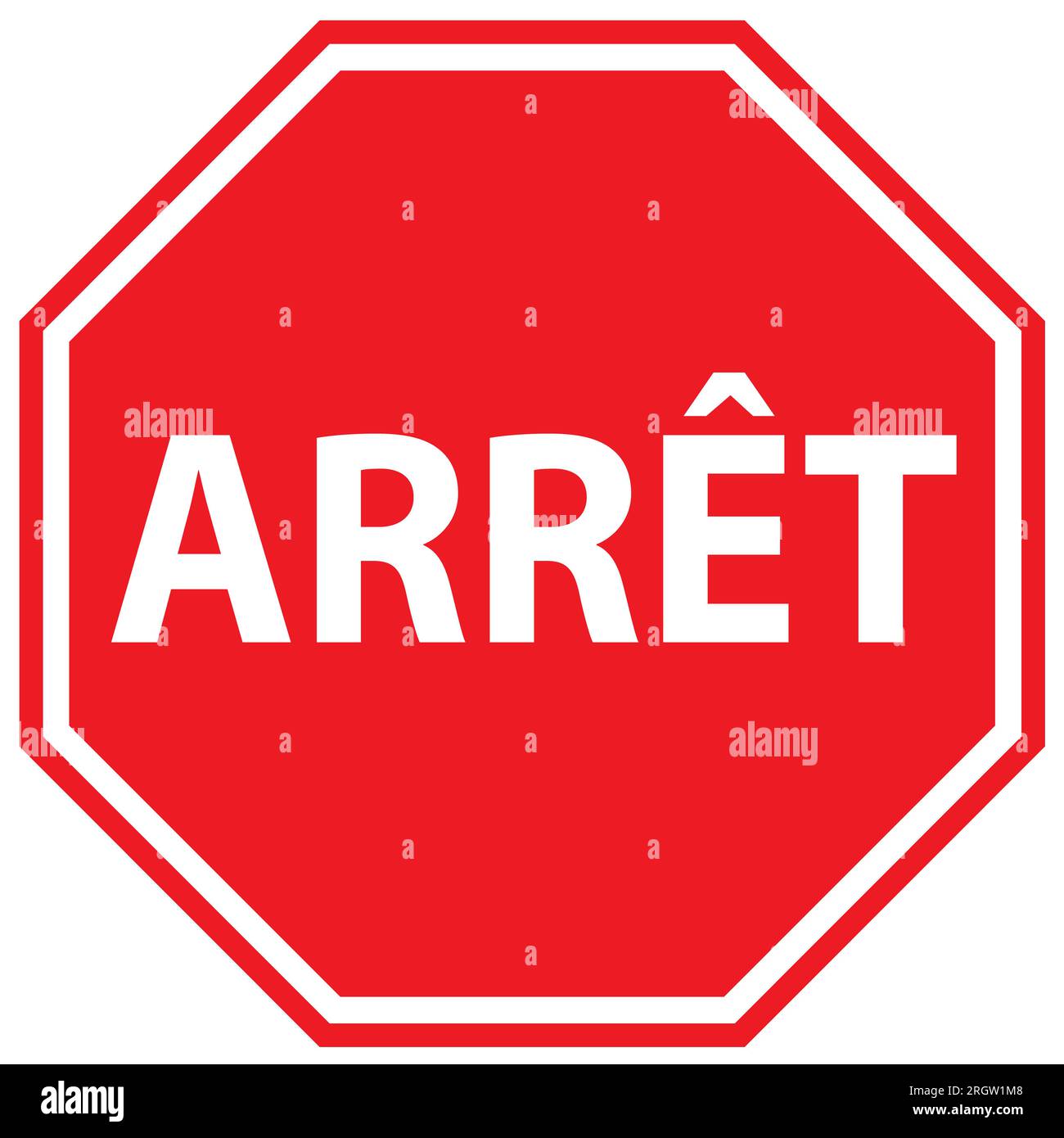 Red arret sign. French stop sign. Arret stop sign french symbol. flat