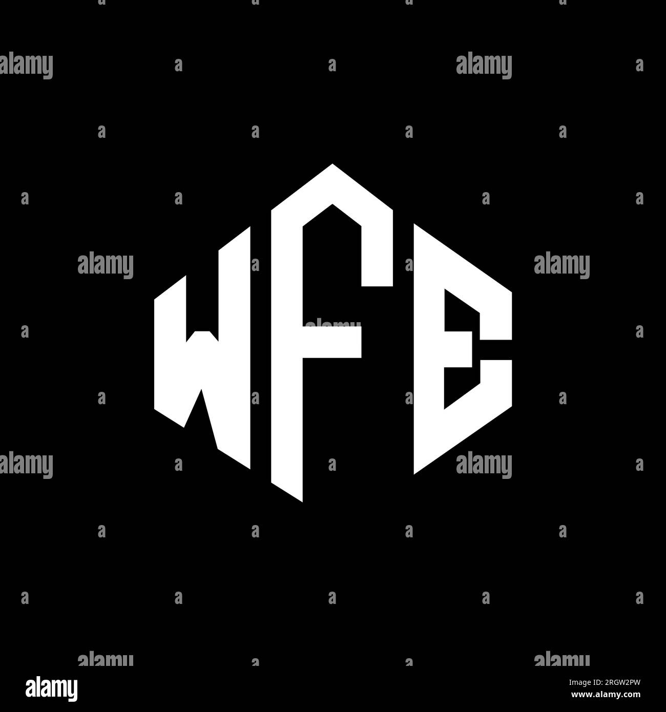 WFE letter logo design with polygon shape. WFE polygon and cube shape logo design. WFE hexagon vector logo template white and black colors. WFE monogr Stock Vector