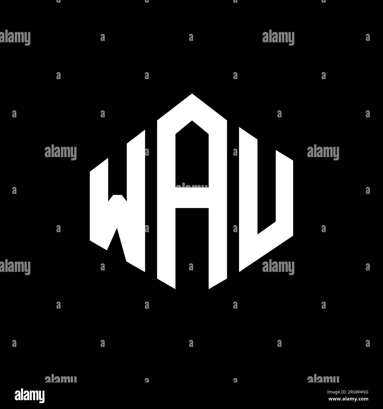 WAU letter logo design with polygon shape. WAU polygon and cube shape logo design. WAU hexagon vector logo template white and black colors. WAU monogr Stock Vector