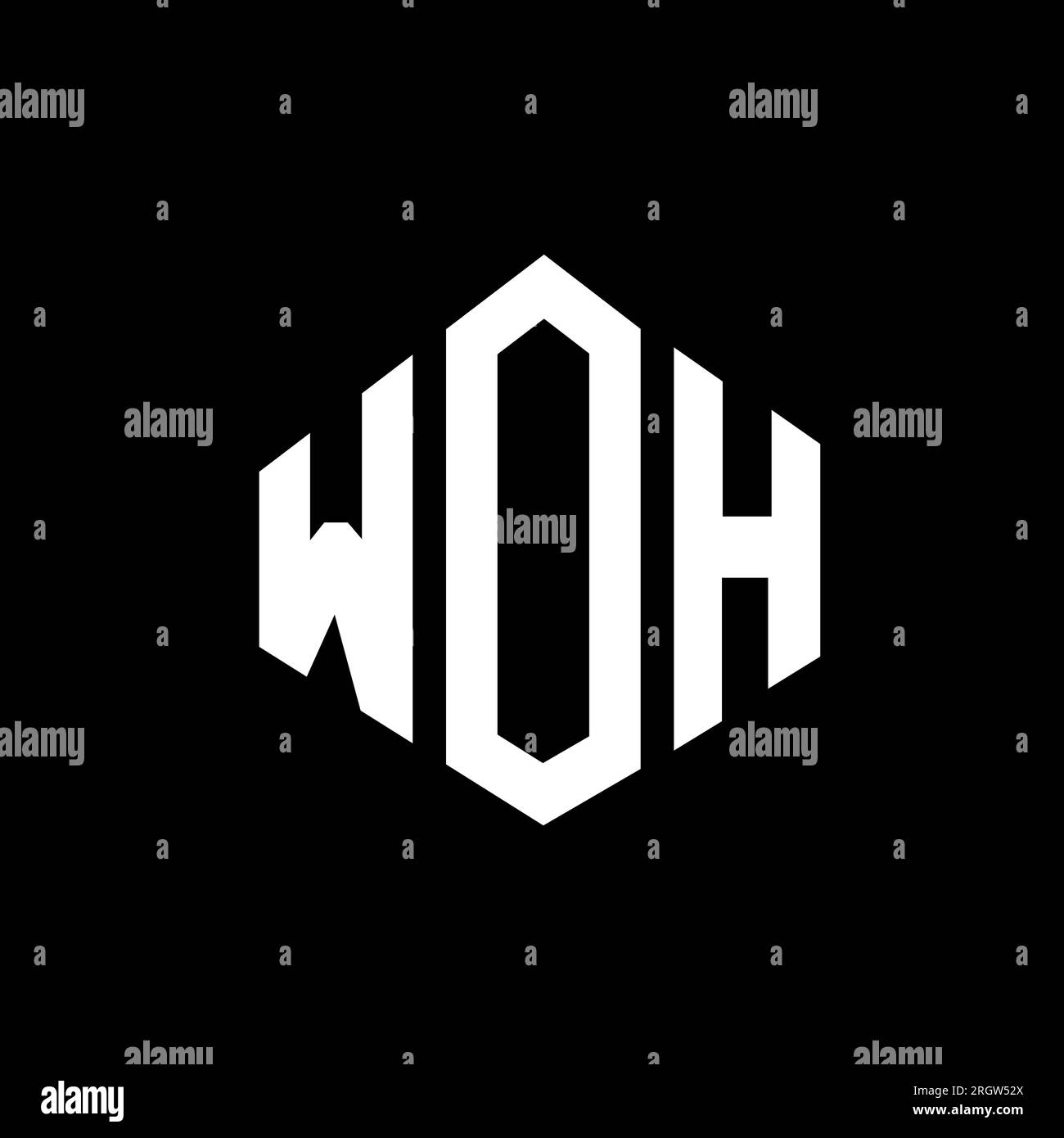 WOH letter logo design with polygon shape. WOH polygon and cube shape logo design. WOH hexagon vector logo template white and black colors. WOH monogr Stock Vector