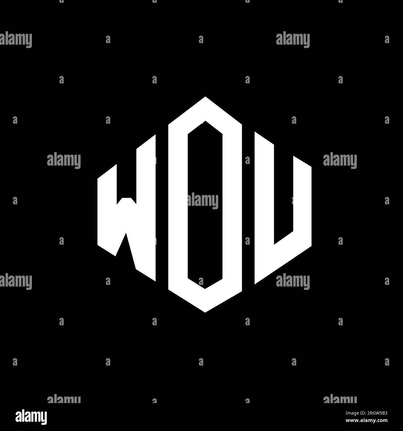 WOU letter logo design with polygon shape. WOU polygon and cube shape