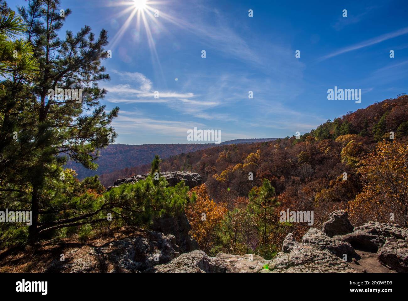 Fall at Pedestal Rock Scenic Area in Witts Springs, Arkansas Stock