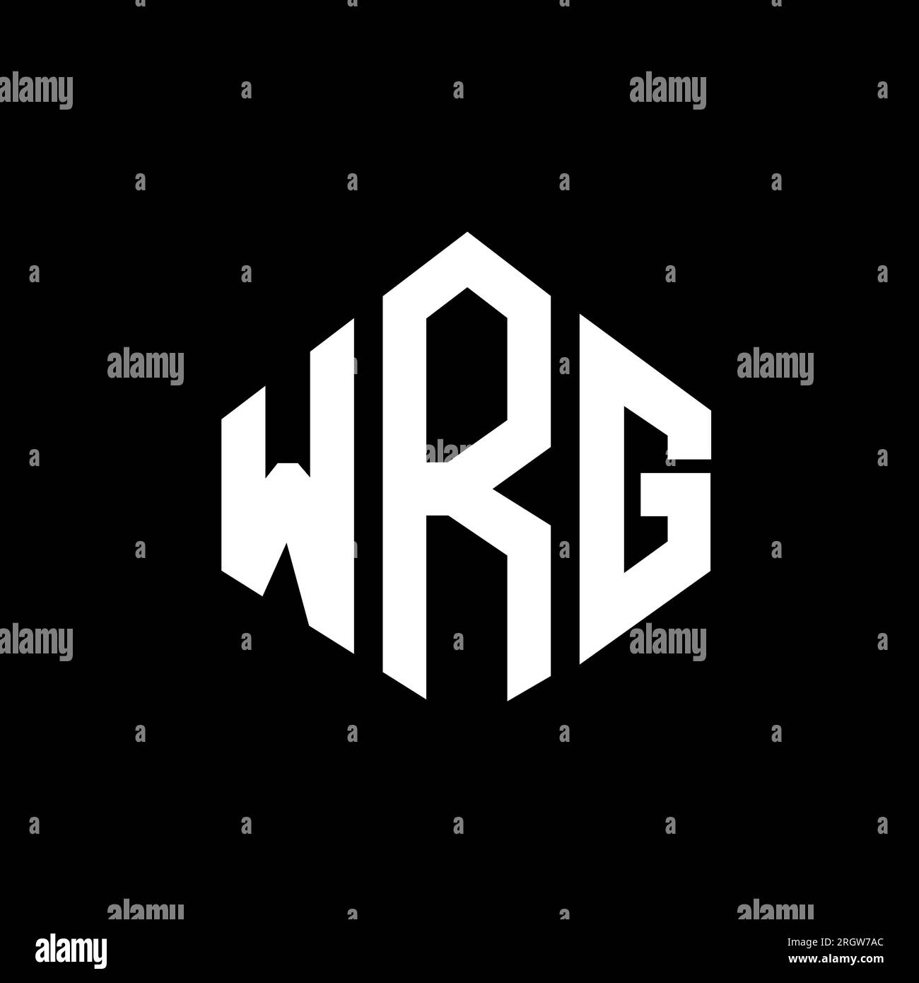 WRG letter logo design with polygon shape. WRG polygon and cube shape logo design. WRG hexagon vector logo template white and black colors. WRG monogr Stock Vector