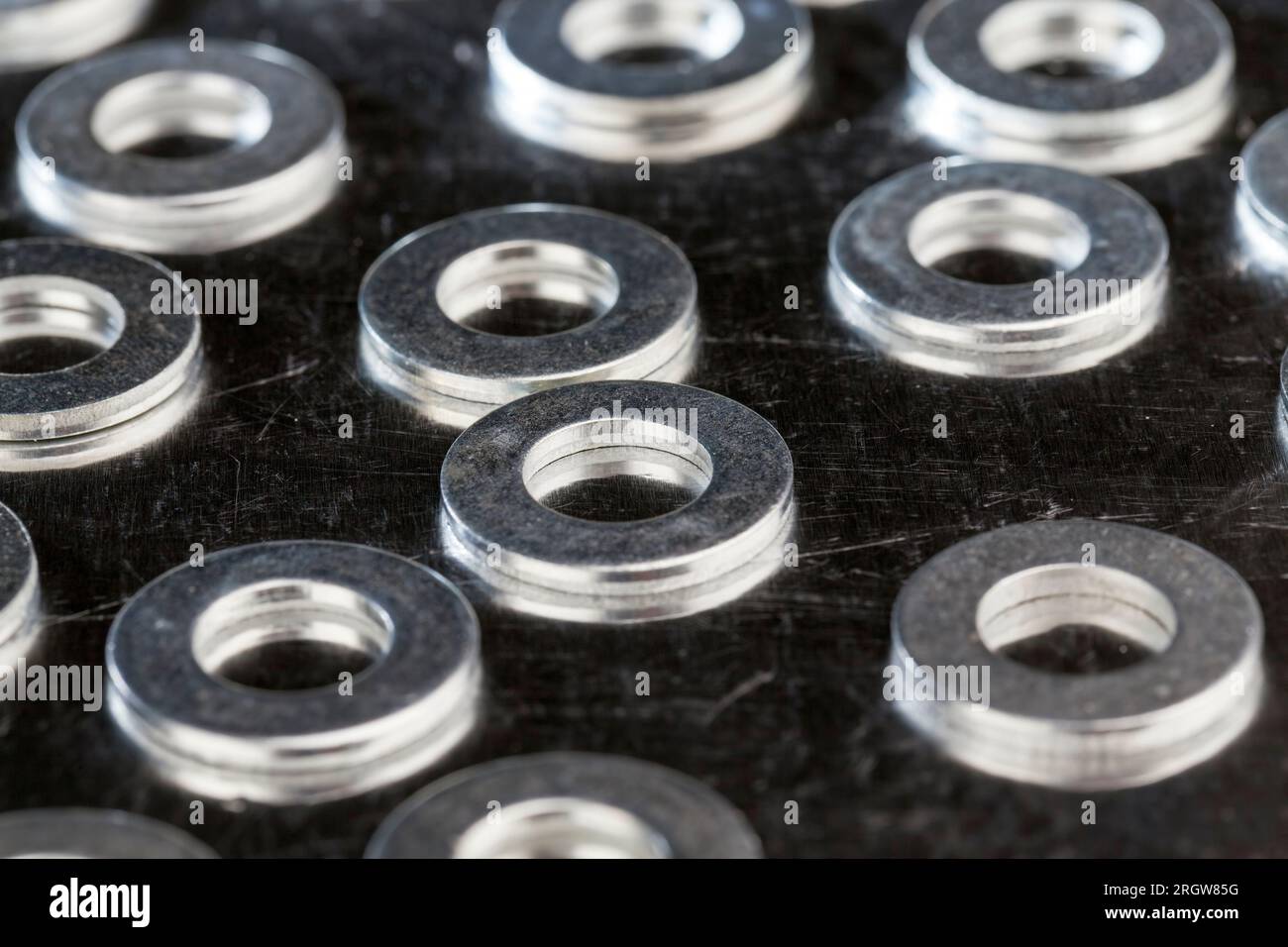 iron spacer for use in installation and construction work Stock Photo