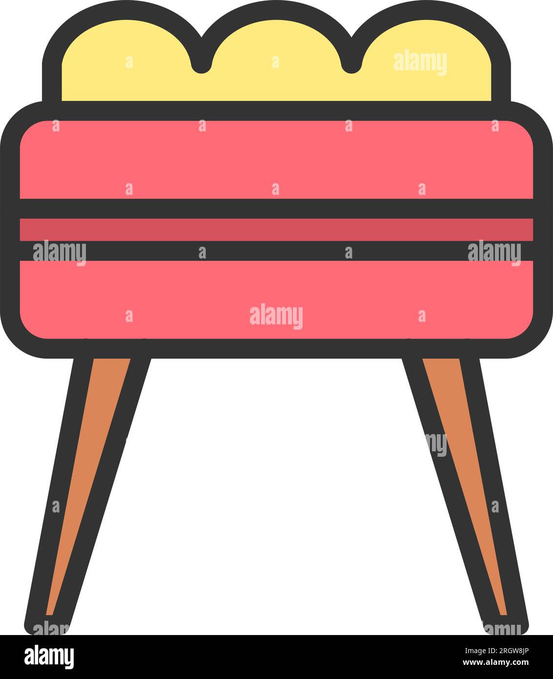 Ottoman Stool Icon image. Suitable for mobile application. Stock Vector
