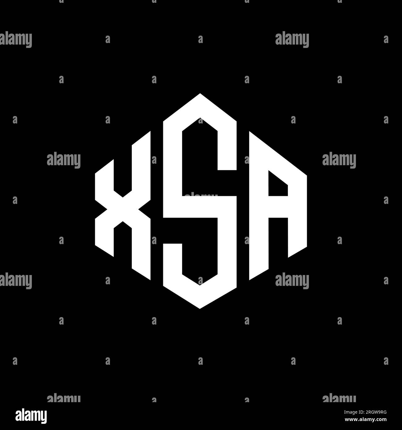 XSA letter logo design with polygon shape. XSA polygon and cube shape logo design. XSA hexagon vector logo template white and black colors. XSA monogr Stock Vector