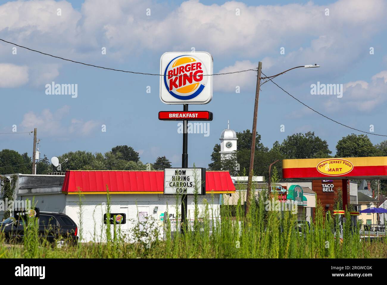 Danville, United States. 11th Aug, 2023. The Burger King logo is seen at its fast food restaurant branch in Danville. Credit: SOPA Images Limited/Alamy Live News Stock Photo