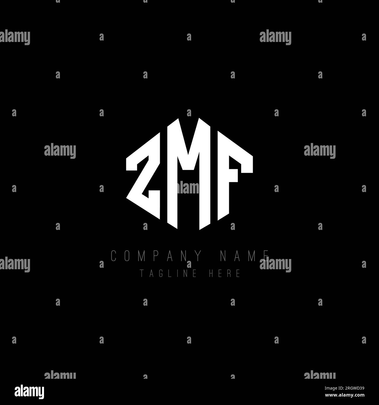 ZMF letter logo design with polygon shape. ZMF polygon and cube shape