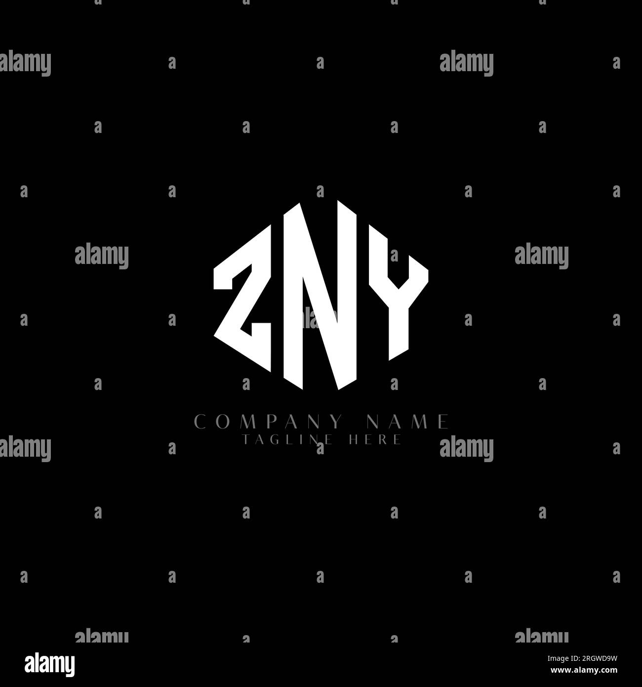 ZNY letter logo design with polygon shape. ZNY polygon and cube shape ...