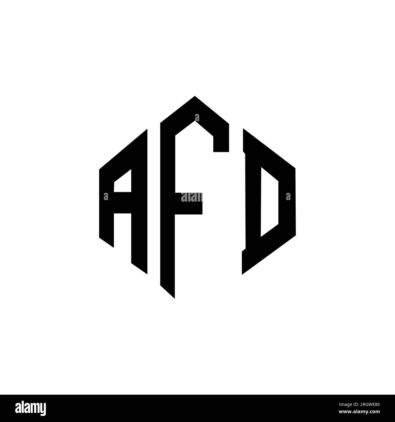 AFD letter logo design with polygon shape. AFD polygon and cube shape logo design. AFD hexagon vector logo template white and black colors. AFD monogr Stock Vector