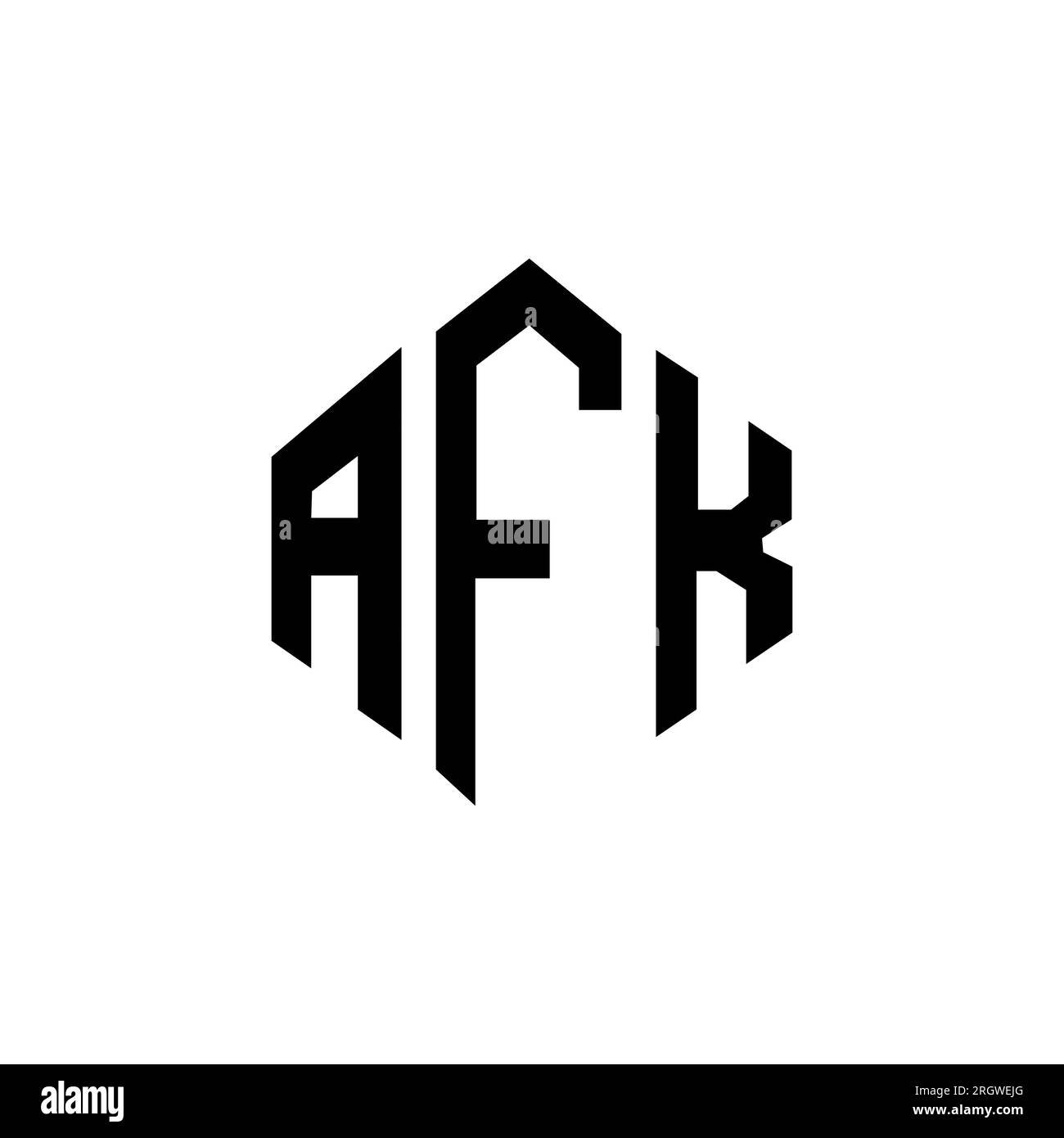 AFK letter logo design with polygon shape. AFK polygon and cube shape logo design. AFK hexagon vector logo template white and black colors. AFK monogr Stock Vector