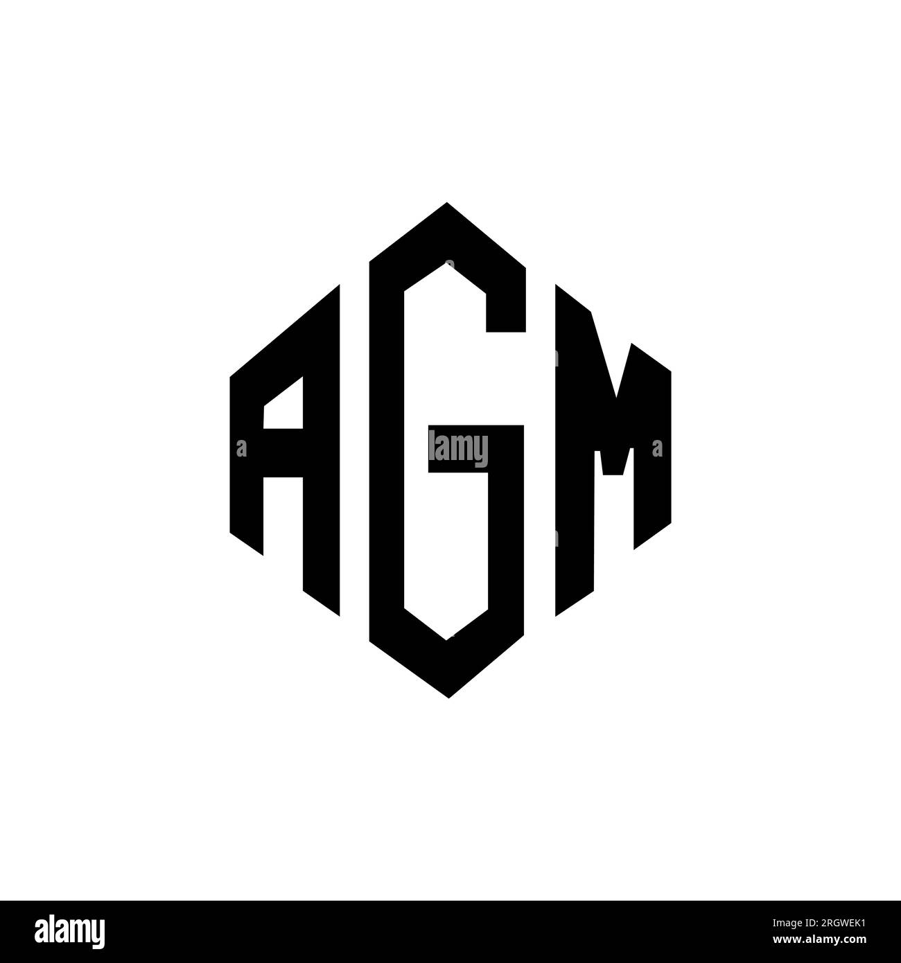 AGM letter logo design with polygon shape. AGM polygon and cube shape logo design. AGM hexagon vector logo template white and black colors. AGM monogr Stock Vector