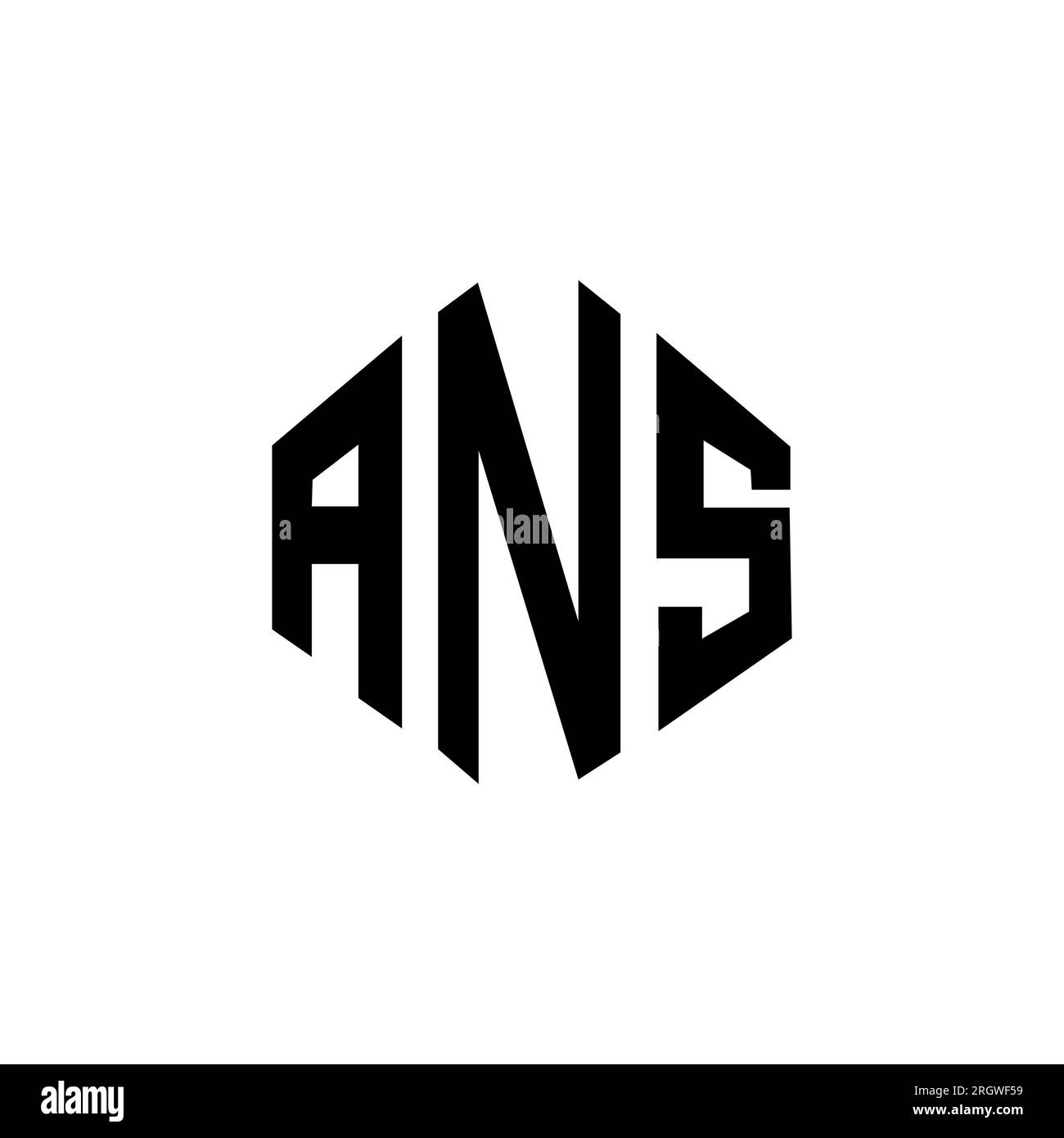 ANS letter logo design with polygon shape. ANS polygon and cube shape logo design. ANS hexagon vector logo template white and black colors. ANS monogr Stock Vector