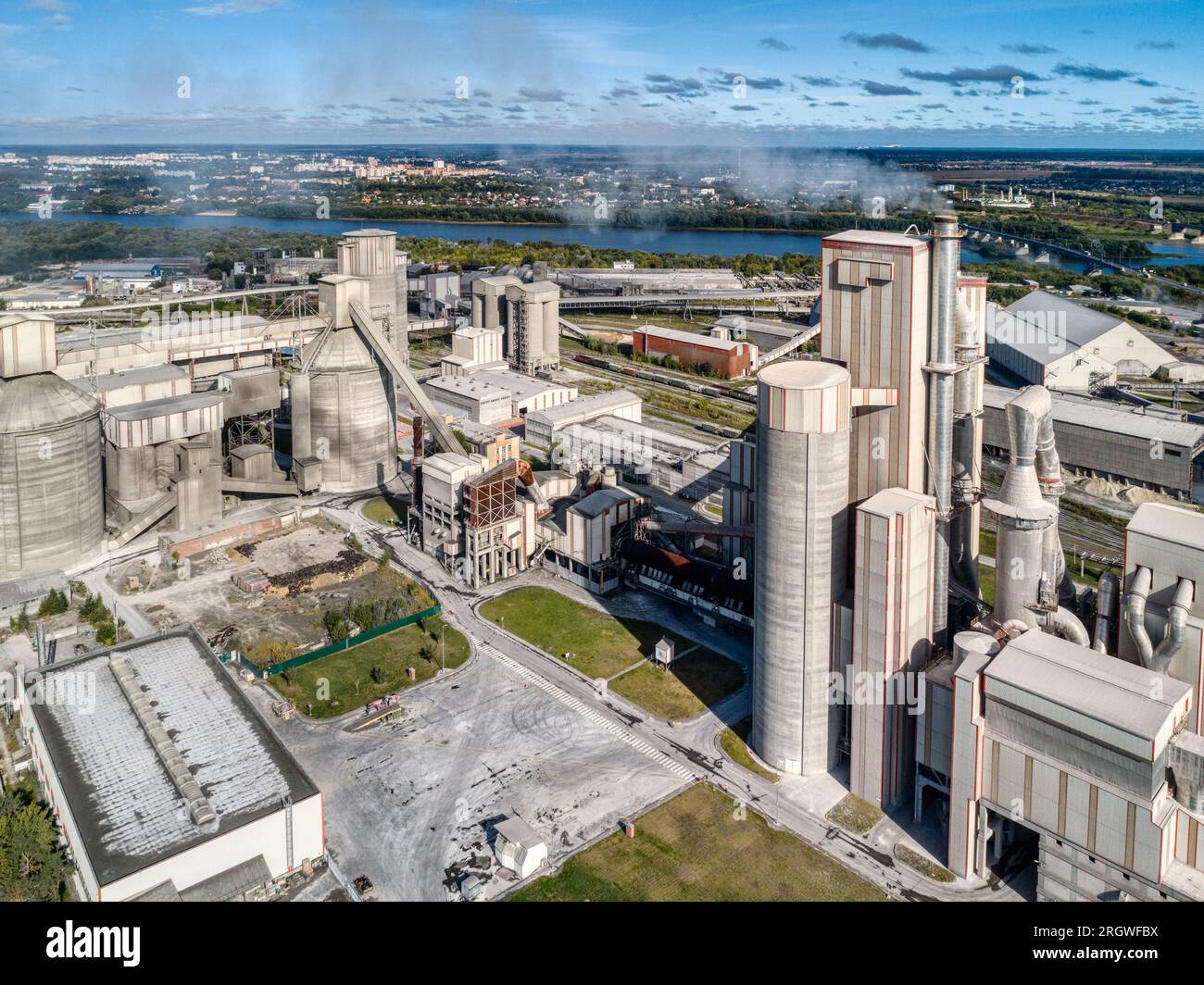 High tech cement plant in process of making cement and lime Stock Photo Alamy