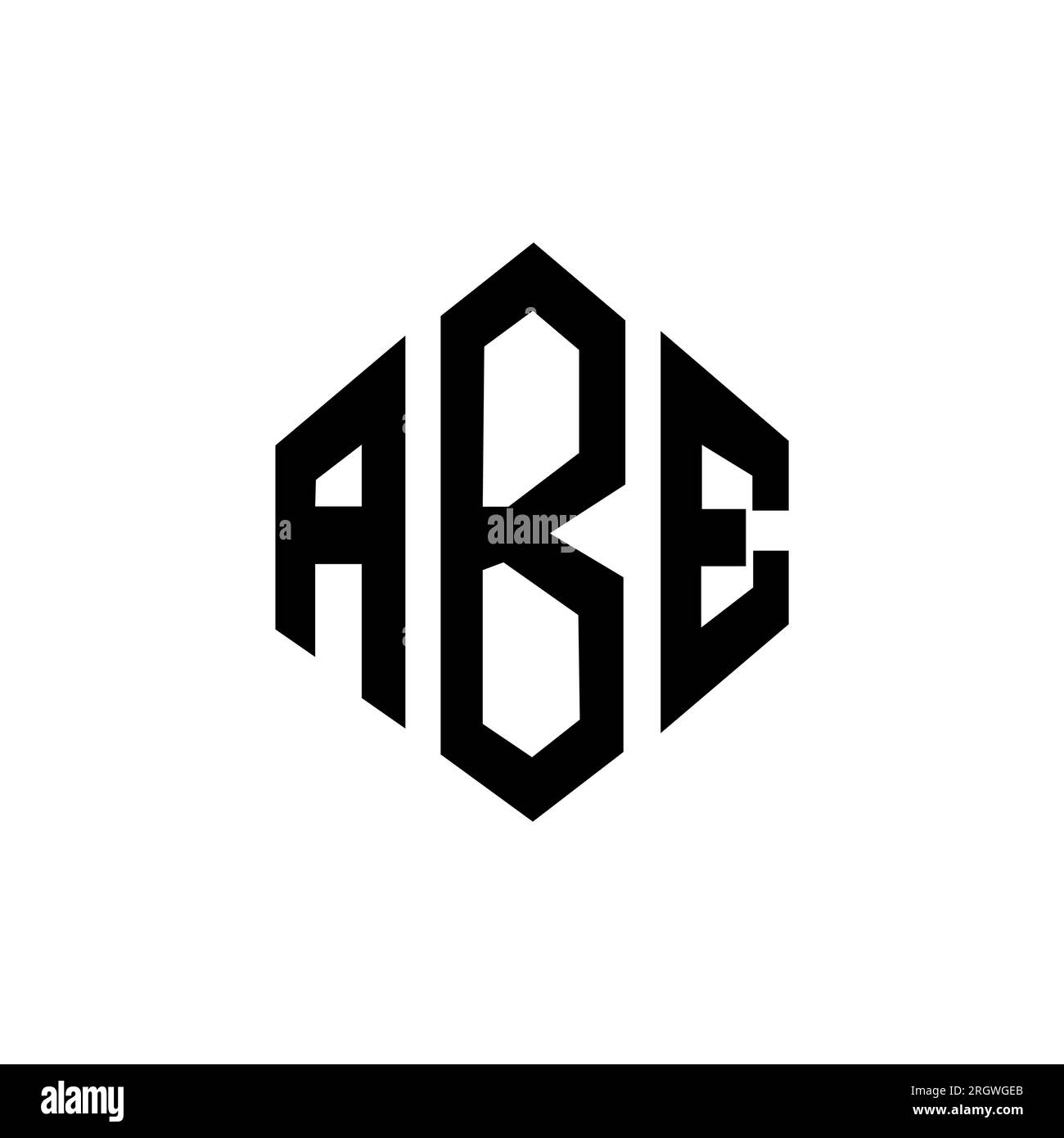 ABE letter logo design with polygon shape. ABE polygon and cube shape logo design. ABE hexagon vector logo template white and black colors. ABE monogr Stock Vector