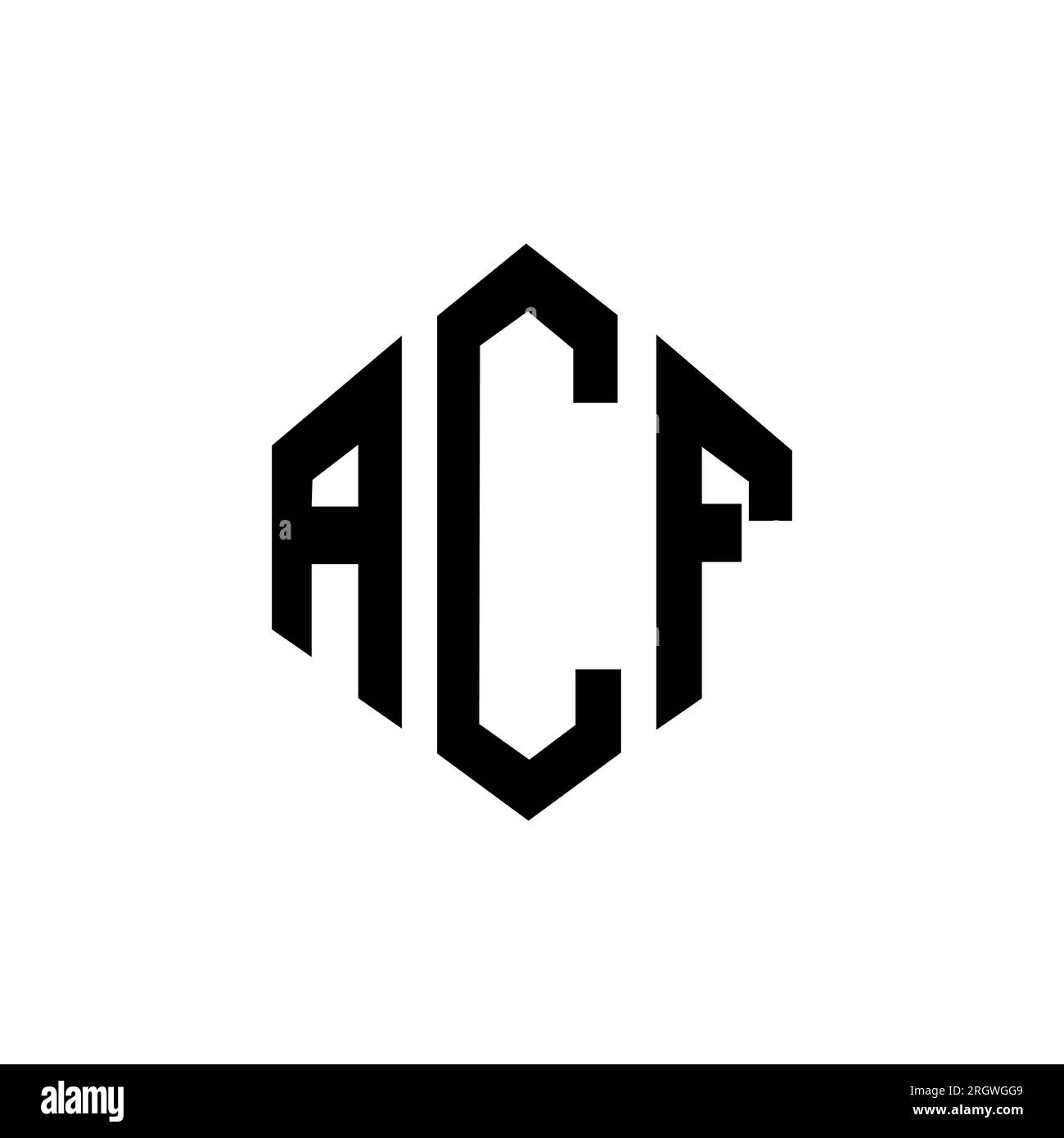 ACF letter logo design with polygon shape. ACF polygon and cube shape