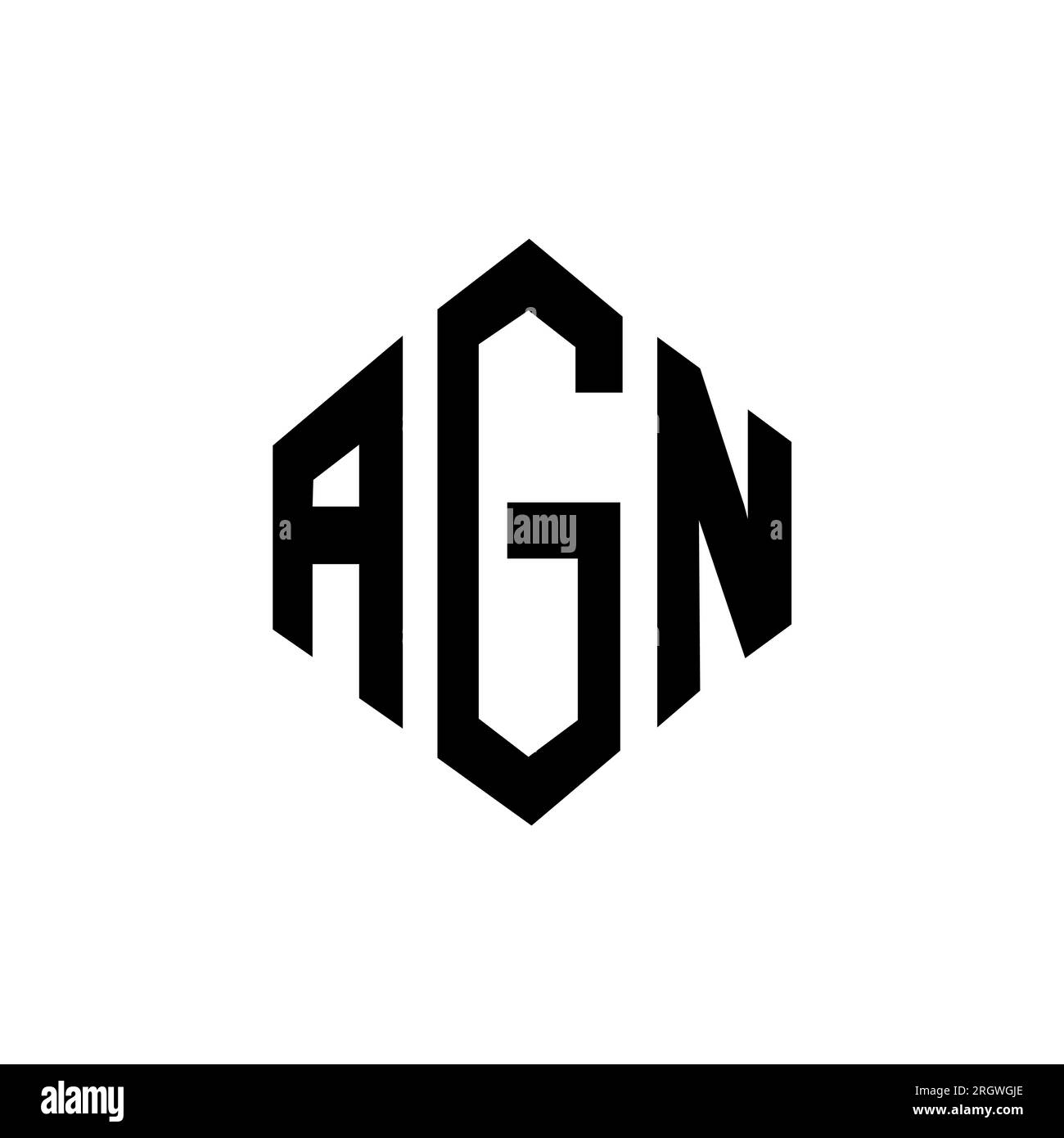 AGN letter logo design with polygon shape. AGN polygon and cube shape logo design. AGN hexagon vector logo template white and black colors. AGN monogr Stock Vector
