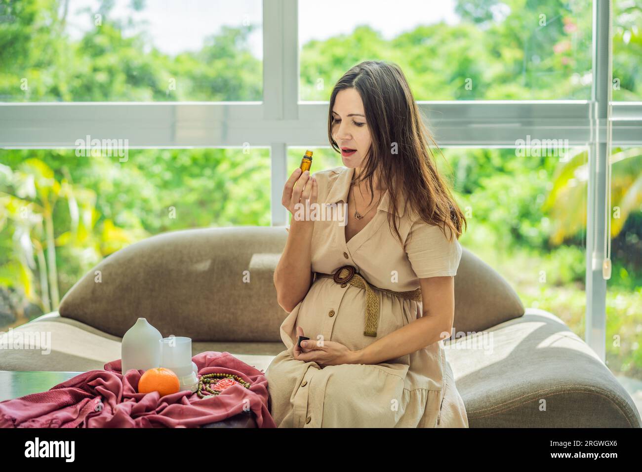 A serene moment captured as a pregnant woman after 40 embraces the